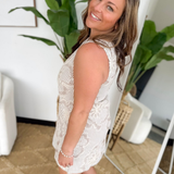 Mocha/Ivory Striped Embroidered Floral Mini Dress