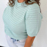 Pointelle Mint Short Sleeve Top