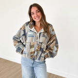 Patterned Soft Sherpa Pullover