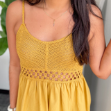 Oakley Crochet Mustard Mini Dress