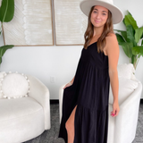 Makenna Tiered Black Maxi Dress