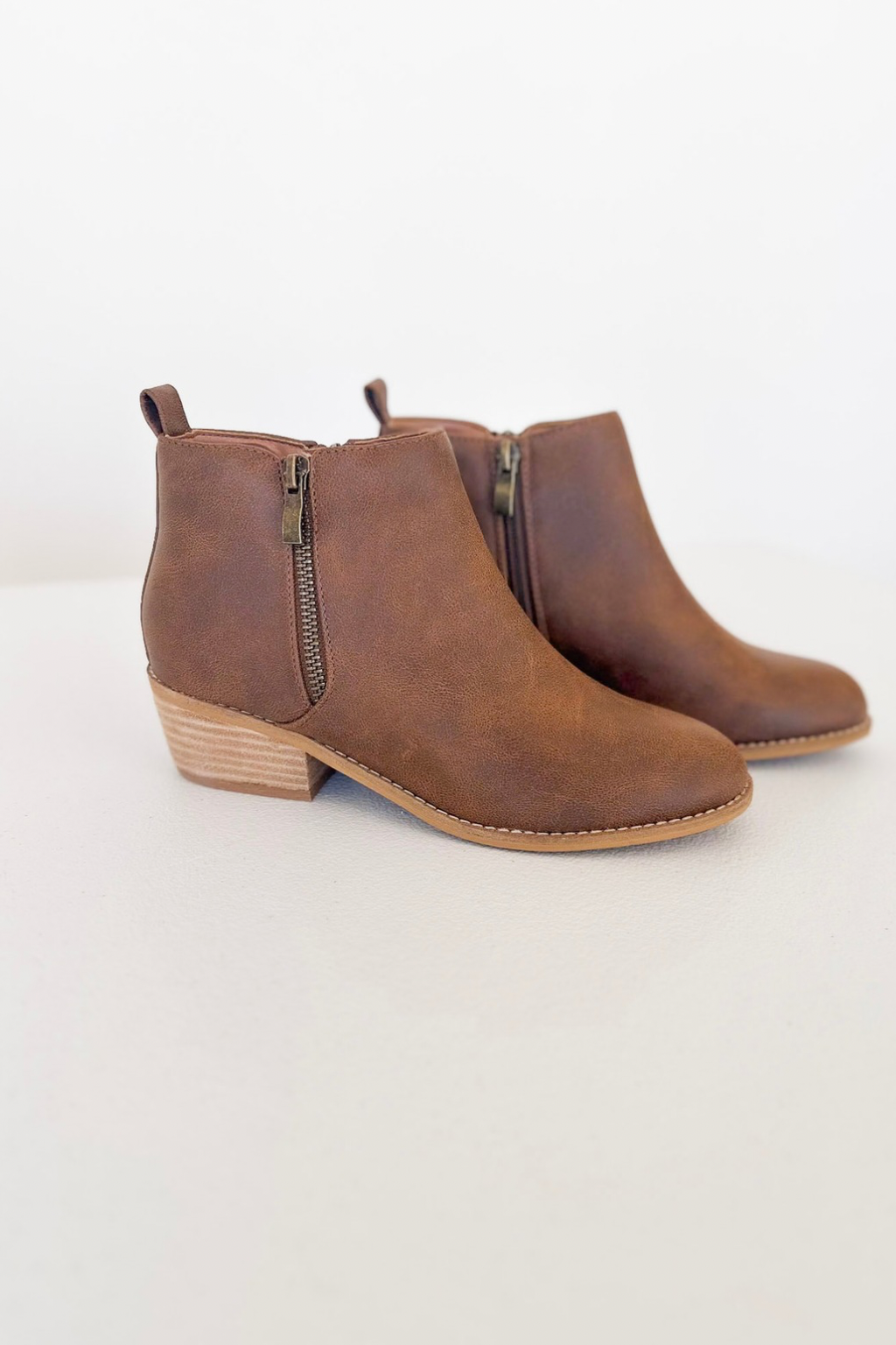 Distressed Tan Ankle Booties