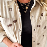 Cowgirl Embroidery Corduroy Button Shirt