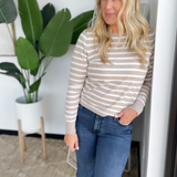 Chelsea Oatmeal/Ivory Striped Long Sleeve Top