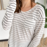 Andrea Black/White Striped Top