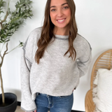 Two Tone Grey Knit Boxy Sweater