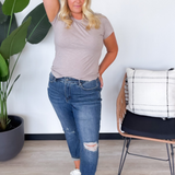 Ellie Short Sleeve Taupe Tee