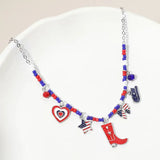 Miss USA Silver Beaded Charm Necklce