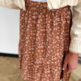 Rust/Mocha Floral Print Mini Skirt