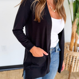 Black Classic Open Front Cardigan