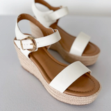 Classic White Raffia Wedge