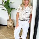 Polka Dot Bubble Sleeve Blouse Top