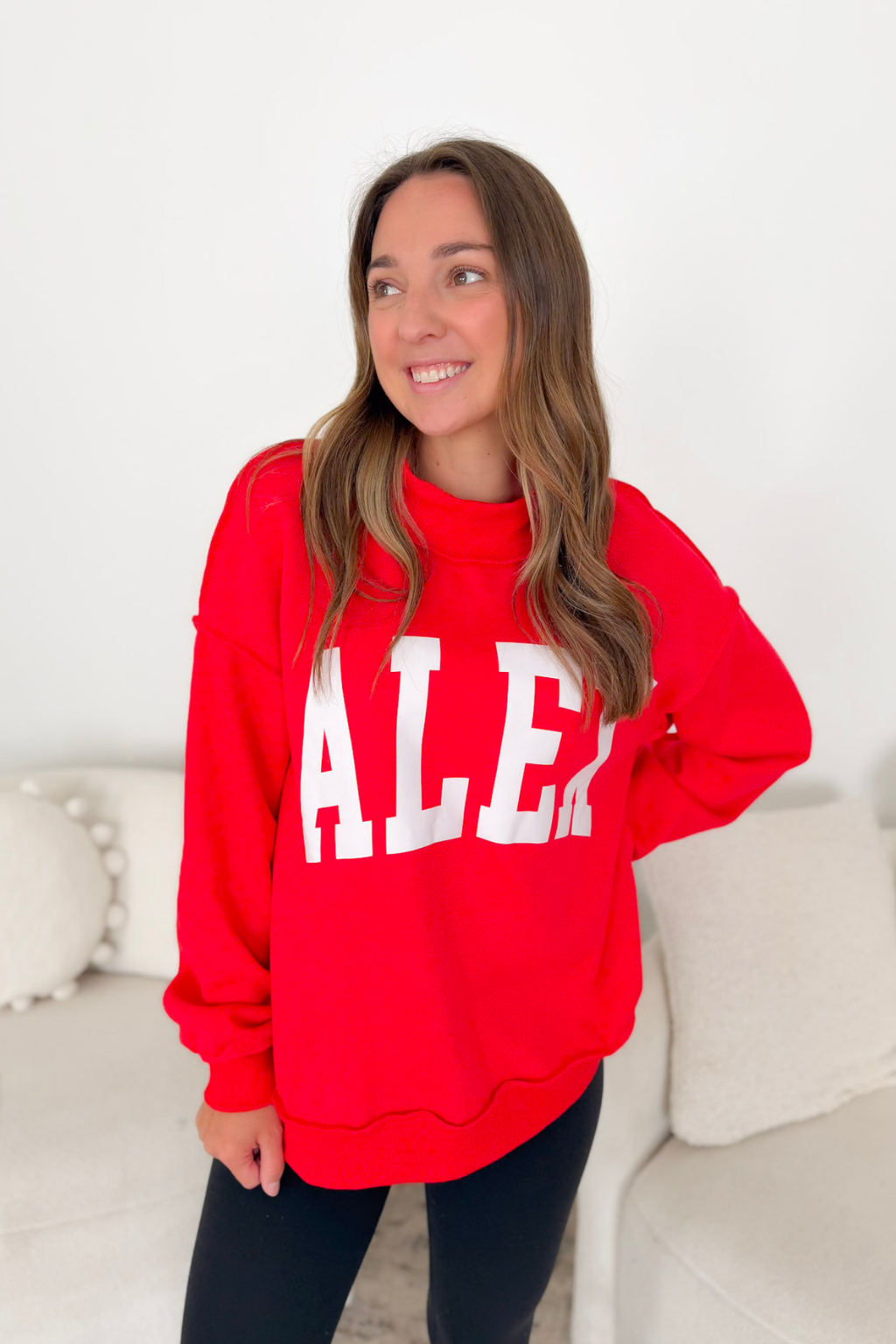 Red Alex Mock Neck Sweatshirt