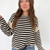Black/Taupe Striped Knit Sweater