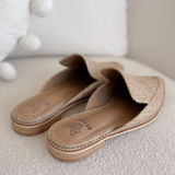 Taupe Pointed Toe Mules