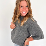 Charcoal 1/2 Sleeve Knit Sweater
