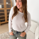 Brown Pin Stripe Ivory Knit Sweater