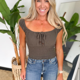 Dark Olive Smocked Tank Top