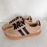 Camel Suede Lace Up Sneakers