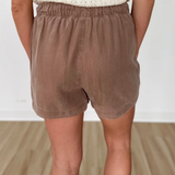 Dark Taupe Classic Elastic Waistband Shorts