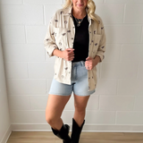 Cowgirl Embroidery Corduroy Button Shirt