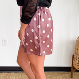 Polka Dot Satin Mini Skort
