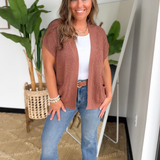 Lightweight Knit Brown Sleeveless Cardigan