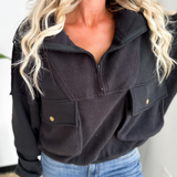 Contrast Sherpa Quarter Zip Pullover