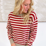 Classic Striped Knit Sweater with Contrast Trim (2 colors)