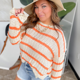 Kelly Natural/Orange Striped Knitted Top