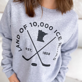 Land of 10K Ice Rinks Grey MN Crewneck