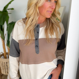 Color Block Waffle Patch Henley Top