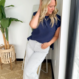 Kylie Stripes Wide Leg Just Black Denim Jeans