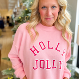 Holly Jolly Pink Waffle Knit Crewneck