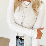 Light Grey Textured V-Neck Sleeves Tunic Top