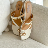 Ivory Strappy Gold Detail Sandals