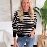 Black/Oatmeal Striped Knit Sweater