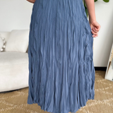 Sky Blue Crinkle Maxi Skirt
