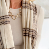Mustard Soft Plaid Fringe Scarf