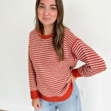 Two Tone Orange & Ivory Stripe Sweater
