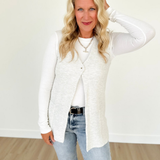 Light Grey Textured V-Neck Sleeves Tunic Top