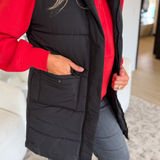 Black Long Puffer Vest