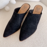 Suede Black Slip-on Heels
