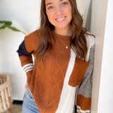 Color Block Cable Knit Sweater