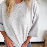 Heather Grey Boxy Short Sleeve Sweater