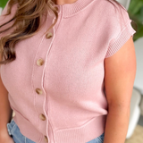 Dusty Mauve Knit Button Up Top