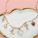 Charm Necklace - Clover Bow Cross