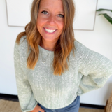 Two Tone Muted Mint Knit Top