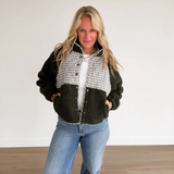 Quilted Plaid Sherpa Fleece Jacket