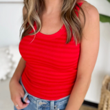 Nikibiki Striped Ribbed Tank Top - Red